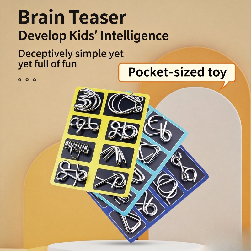 Party Games Board Game - 8-teiliges Metall-Puzzle-Set, klassisches Denkspiel, ineinandergreifendes Entsperrspiel,