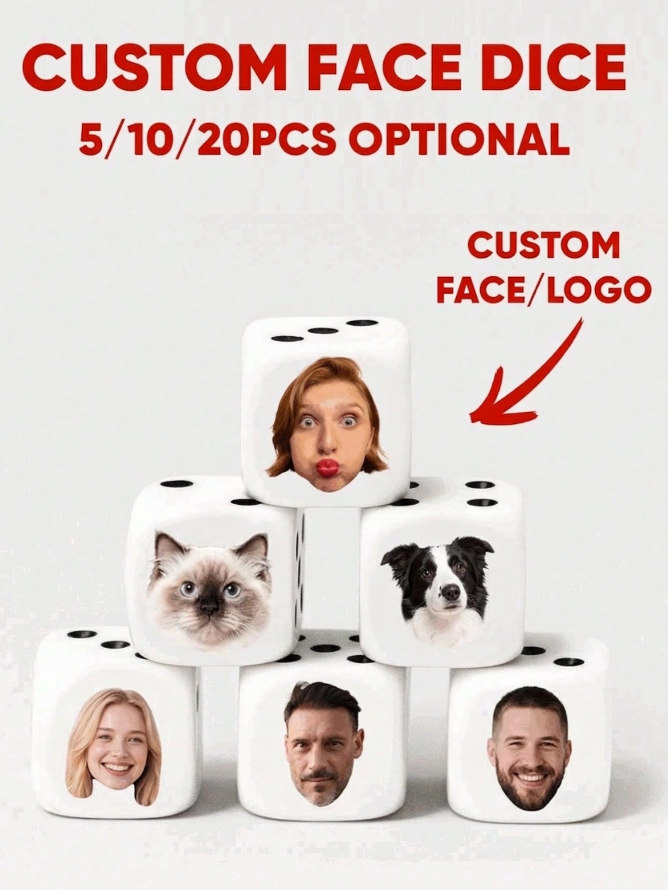 Party Games Christmas - Personalisierte Würfel mit Gesichtsdruck, Lustige Spielwürfel,