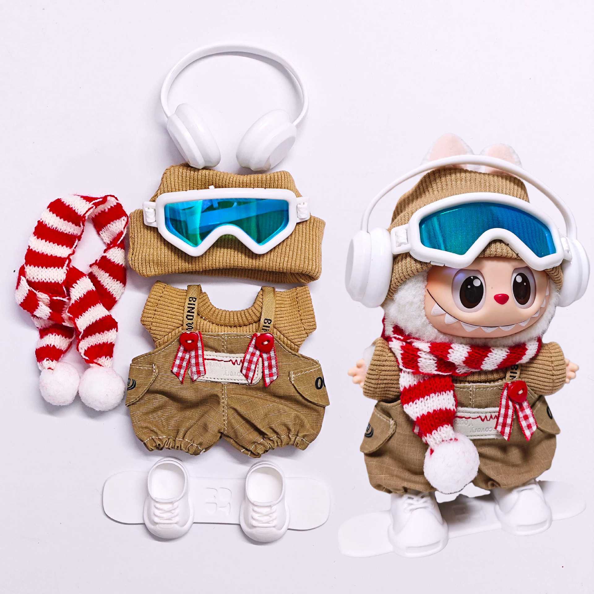Party Games 15 In 1 - 15/17CM Labubu Puppe Kleidung Winter Brille