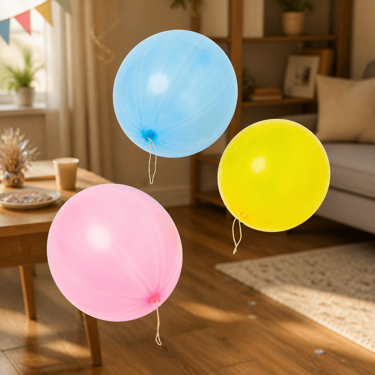 Party Games Kids Outdoor - 6 Stück mehrfarbige Punch-Ballons mit Gummibandgriffen
