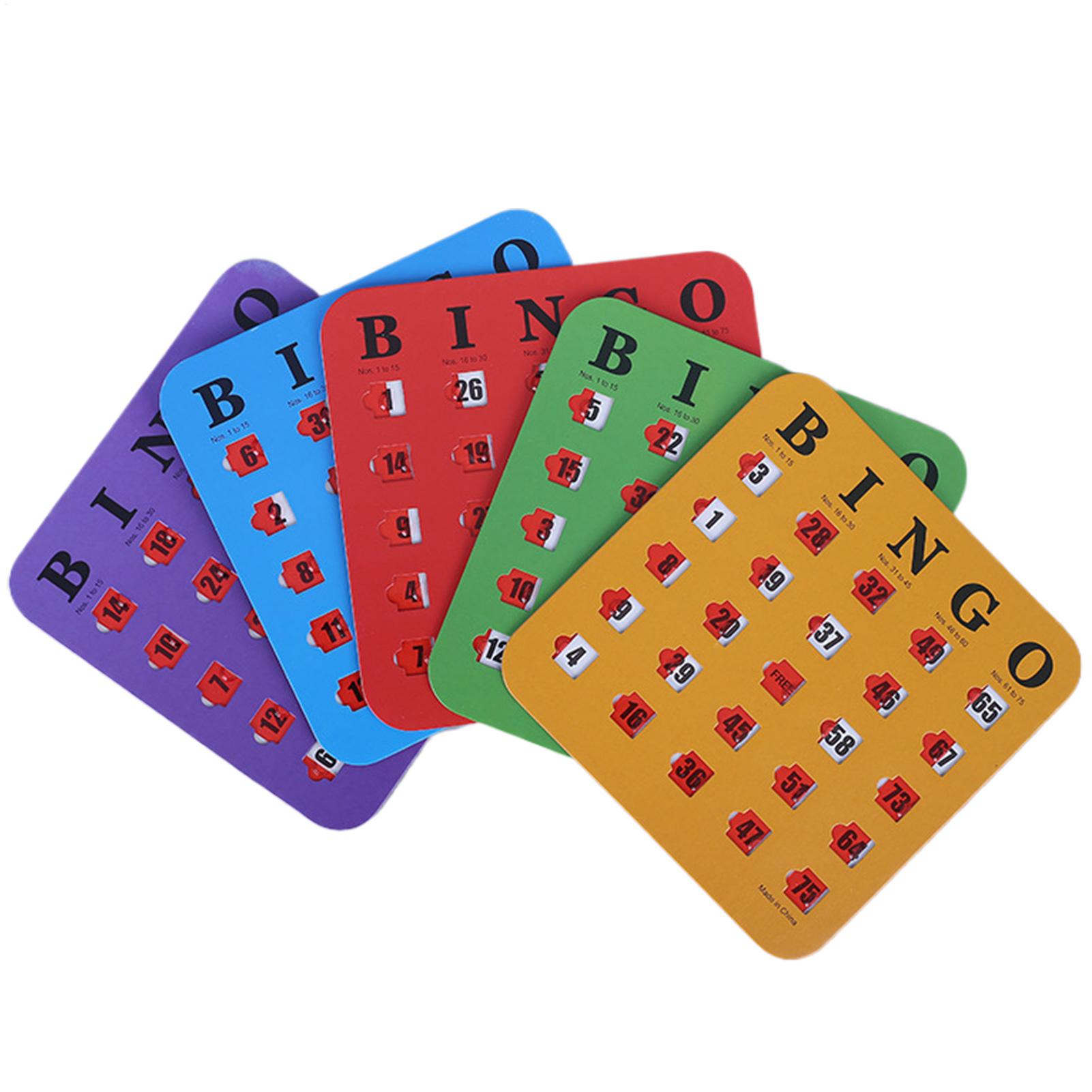 Party Games Board Game - 5 Stück Schiebe-Bingo-Spielkarten mit Blindenfeldern und