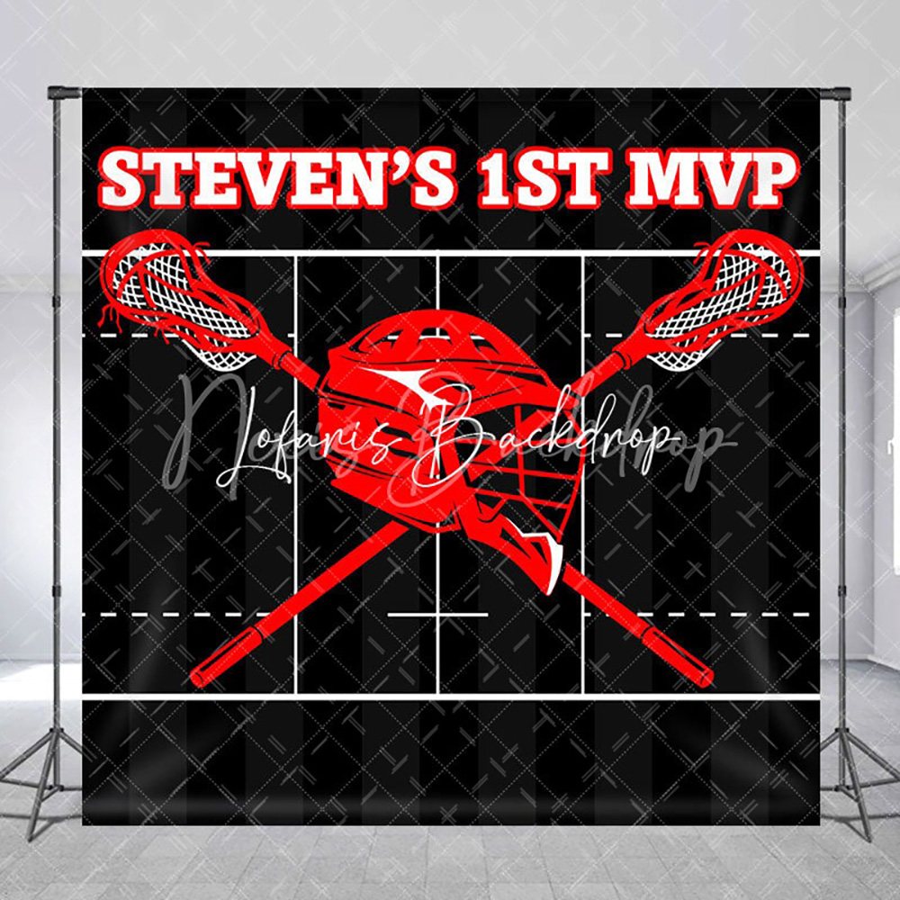 Party Games Name - Benutzerdefinierter Name, schwarz-roter Lacrosse-Hintergrund zum 1.