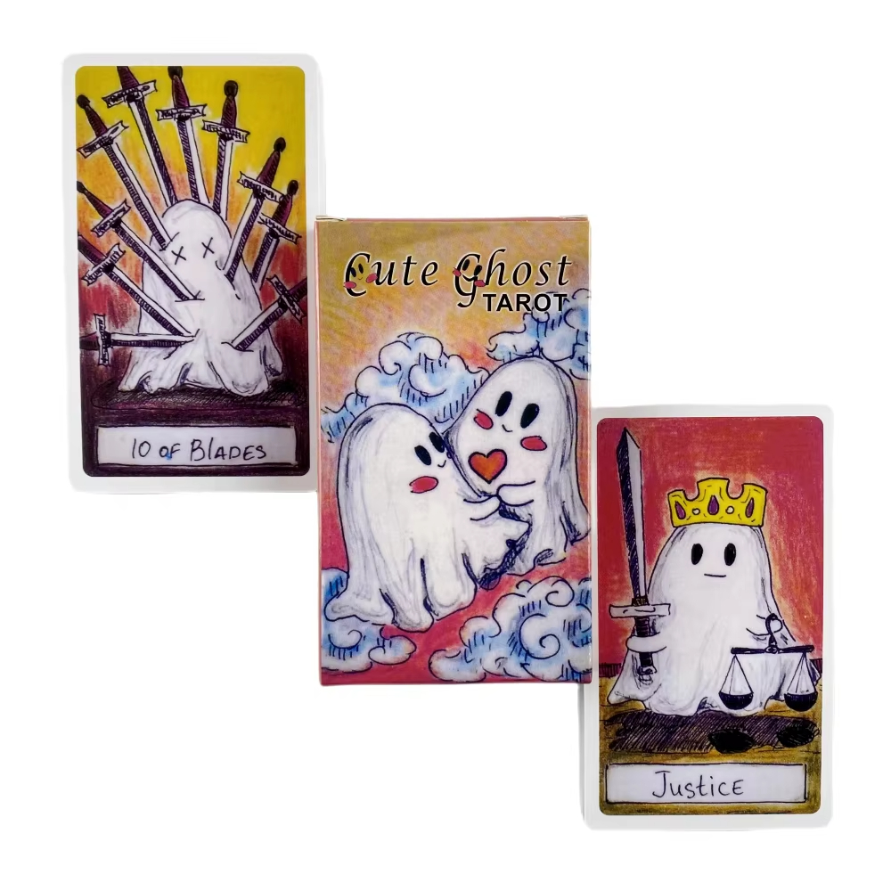Party Games Adult Birthday - Niedliches Geister-Tarot-Deck-Spielzeug-Set, Tarot-Deck, Oracle-Karte, Wahrsagerei, Familie,