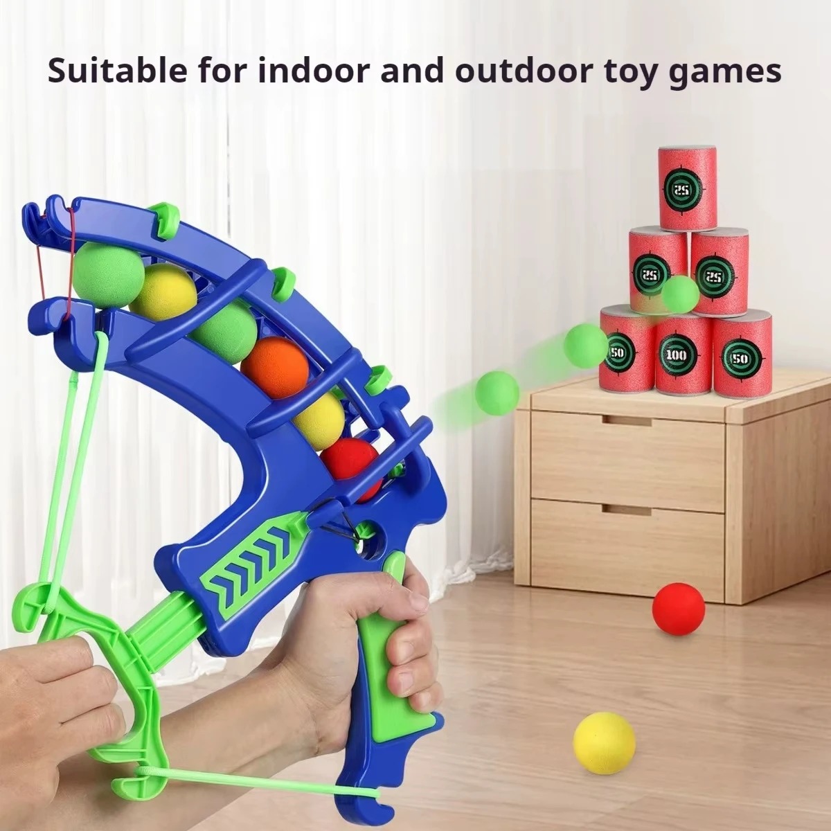 Party Games Kids Outdoor - Sport-Schleuder-Zielscheiben-Seifenblasenpistole mit weichen Bällen – Automatischer