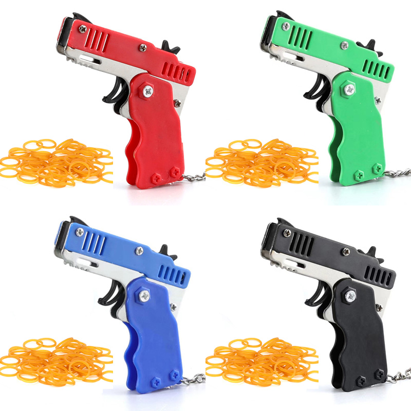 Party Games Kids Outdoor - Mini-Schlüsselanhänger, Gummiband, Pistole, Spielzeug, Metall, faltbar,