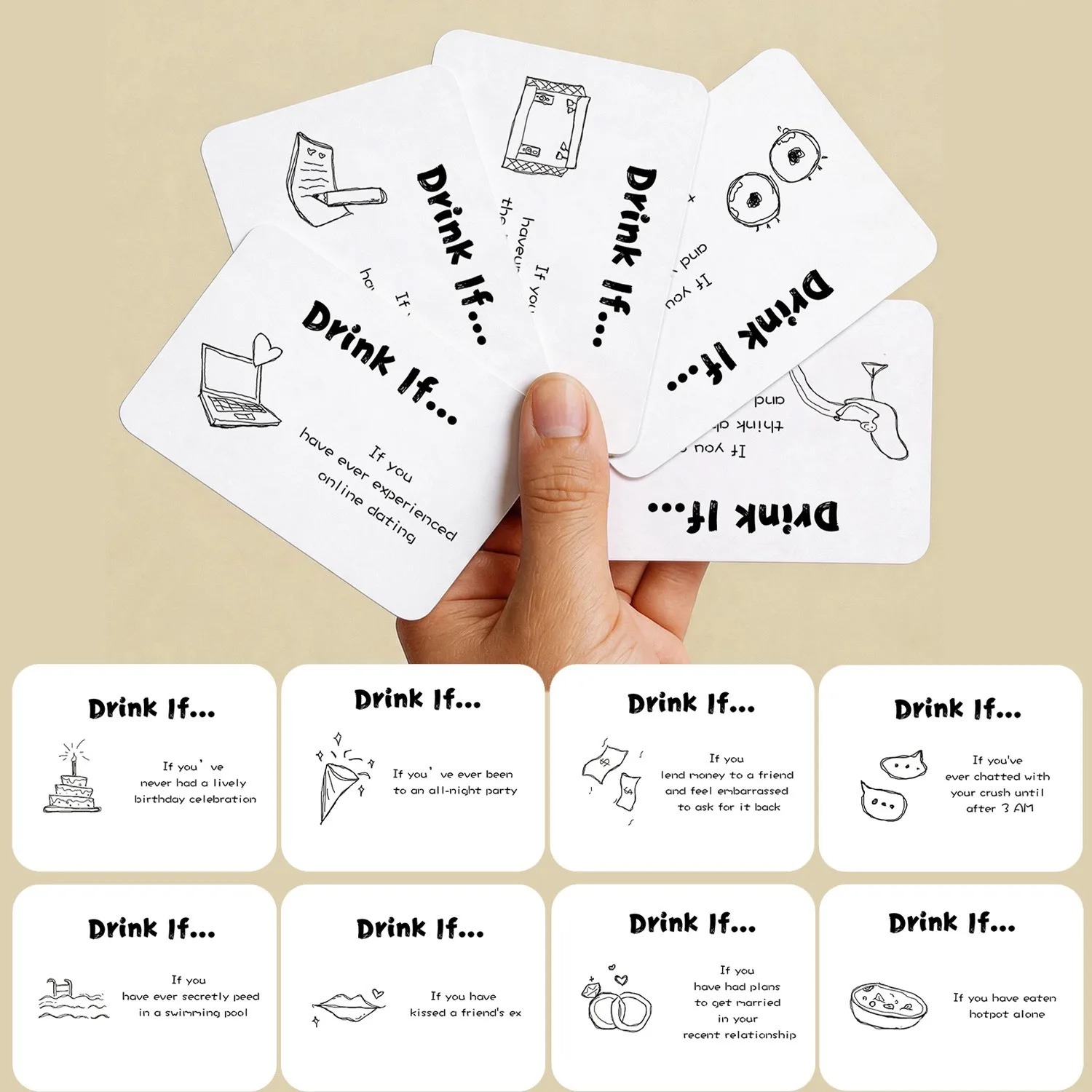 Party Games Questions For Adults - Trinkspiel-Karten, Spaßiges Party-Trinkspiel, Fragekarten für Erwachsenenspiele,